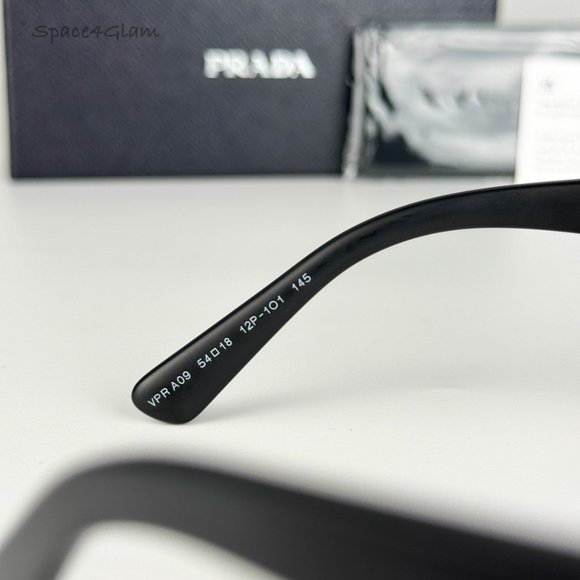 NEW Prada PRA09V 12P1O1 Matte Black Square Unisex Eyeglasses VPR A09 - Picture 9 of 11